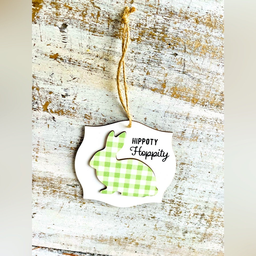*Layered Buffalo Check Easter Bunny Hippoty Hoppity Ornament